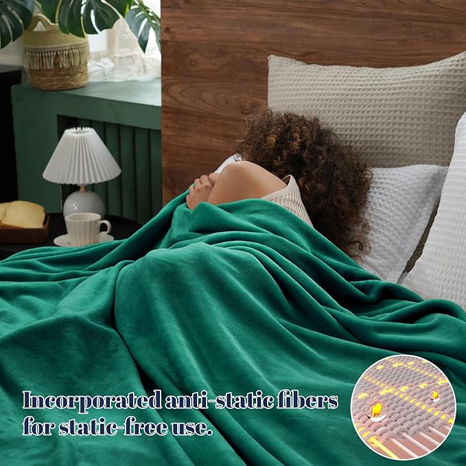 PHF Ultra Soft Fleece Blanket Twin Size, No Shed No Pilling Luxury Plush Cozy 300GSM Lightweight Blanket for Bed, Couch, Chair, Sofa Suitable for All Season, 66" x 90", Teal Green