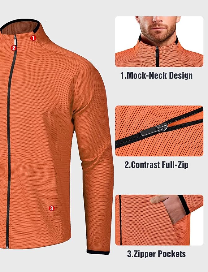 Zengjo Men's Track Jackets Full Zip Running Athletic Workout Lightweight Windproof Jacket with Zipper Pockets Quick Dry