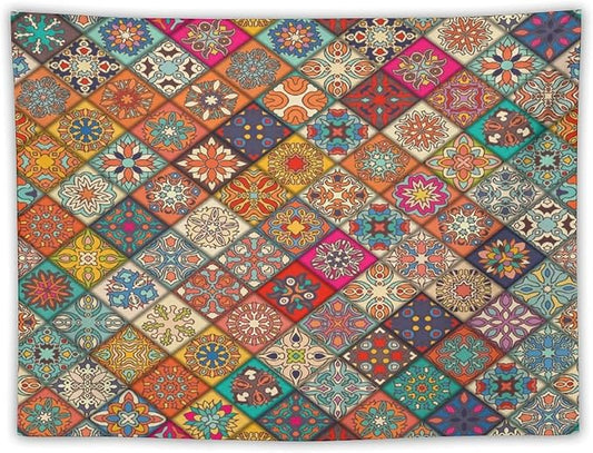 Kurtect Bohemian Tapestry,Vintage Style Colorful Geometric Stripe Abstract Pattern Tapestries for Party Beach Picnic Blankets Tablecloths Living Room Wall Deocr, 30x40 in