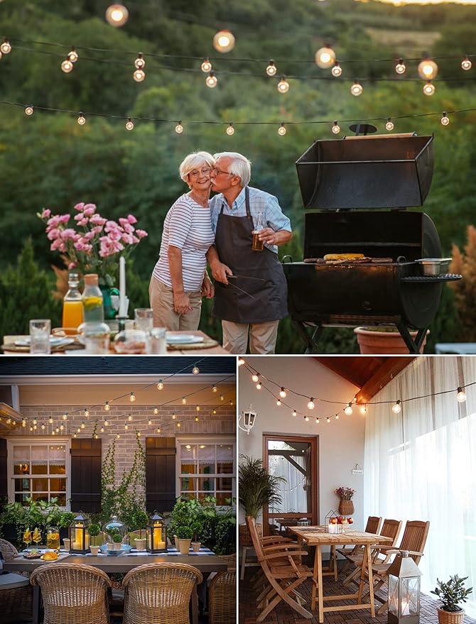 Brightown LED Outdoor String Lights - 150FT Patio Lights with 75 Shatterproof Clear Dimmable Edison Bulbs, Waterproof Connectable Hanging Light for Outside Backyard Porch Party Christmas Decoration