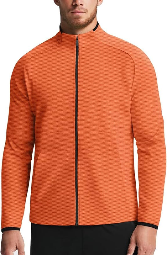 Zengjo Men's Track Jackets Full Zip Running Athletic Workout Lightweight Windproof Jacket with Zipper Pockets Quick Dry