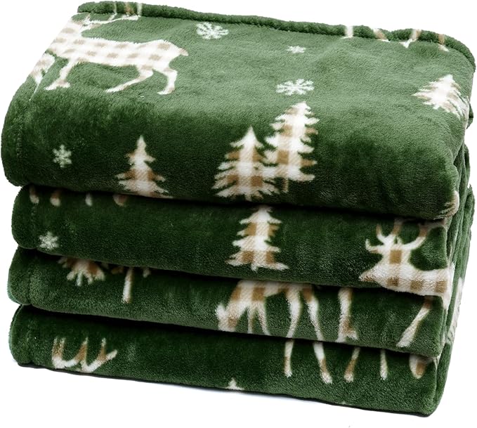 PHF Printed Fleece Blanket Queen Size, No Shed No Pilling Ultra Soft Plush Cozy Xmas Prints Theme Home Décor Flannel Blanket for Bed, Sofa, Couch and Gift, 90" x 90", Northern Winter