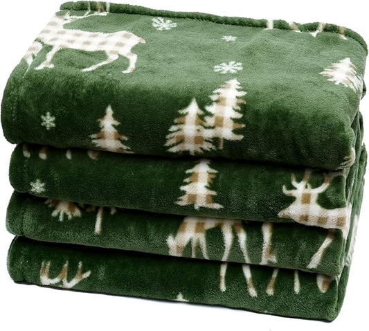 PHF Printed Fleece Blanket Queen Size, No Shed No Pilling Ultra Soft Plush Cozy Xmas Prints Theme Home Décor Flannel Blanket for Bed, Sofa, Couch and Gift, 90" x 90", Northern Winter