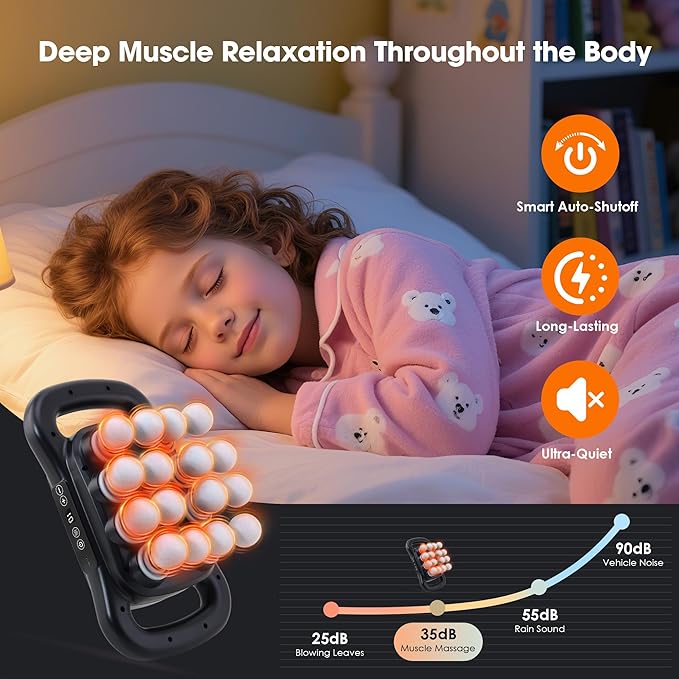 16-Head Massage Gun Set, Deep Tissue Percussion Massager, Electric Massage Tools with 9 Styles & Levels, Black