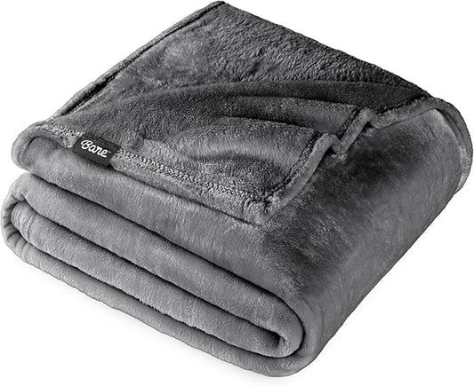 Bare Home Fleece Blanket - Throw Extra Long - Ultra-Soft Lightweight for Bed, Sofa, and Couch - Luxury Microplush - Cozy Warm Blanket (Throw XL, Gray)