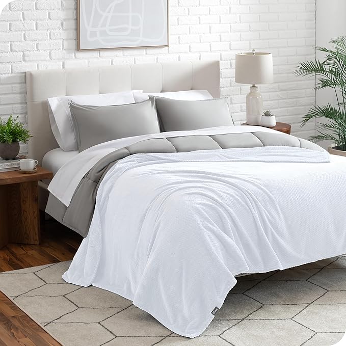 Bare Home Textured Fleece Blanket - Throw/Travel - Ultra-Soft Lightweight for Bed, Sofa, and Couch - Luxury Microplush - Cozy Warm Blanket (Throw/Travel, Chevron White)