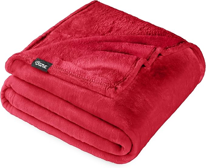Bare Home Fleece Blanket - Twin/Twin Extra Long - Ultra-Soft Lightweight for Bed, Sofa, and Couch - Luxury Microplush - Cozy Warm Blanket (Twin/Twin XL, Red)