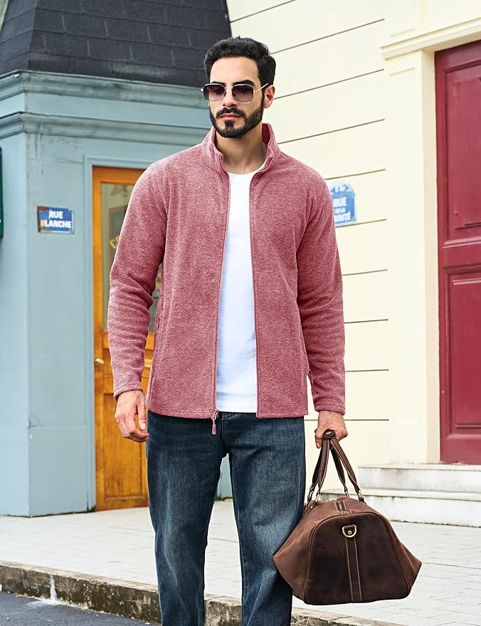 TACVASEN Men's Fleece Jackets Full Zip Lightweight Jacket Casual Soft Warm Coats with Pockets