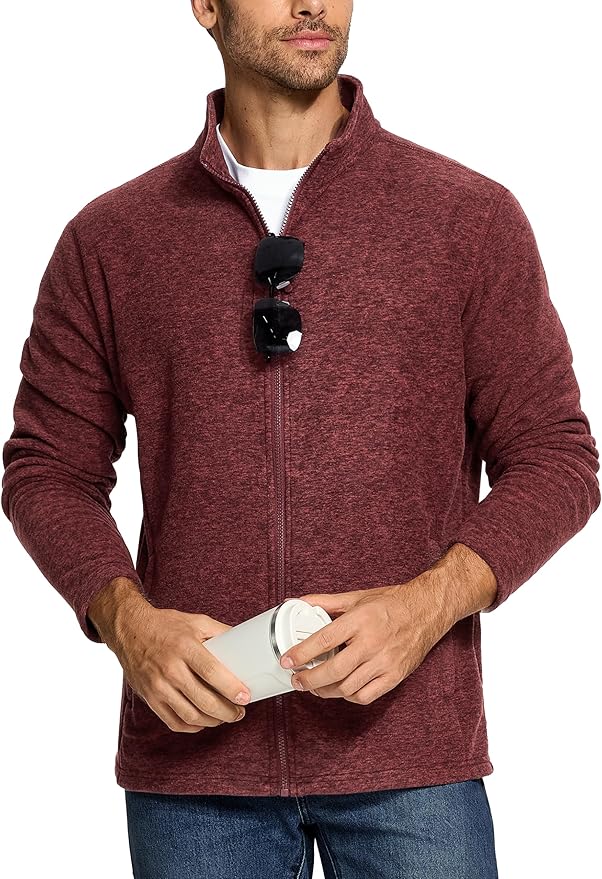 TACVASEN Men's Fleece Jackets Full Zip Lightweight Jacket Casual Soft Warm Coats with Pockets