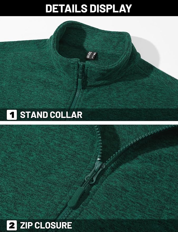 TACVASEN Men's Fleece Jackets Full Zip Lightweight Jacket Casual Soft Warm Coats with Pockets