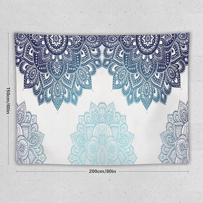 Kurtect Mandala Tapestry,Boho Eastern Geometric Stripe Abstract Design Pattern Print Tapestries for Party Beach Picnic Blankets Tablecloths Living Room Wall Deocr, 60x80 in