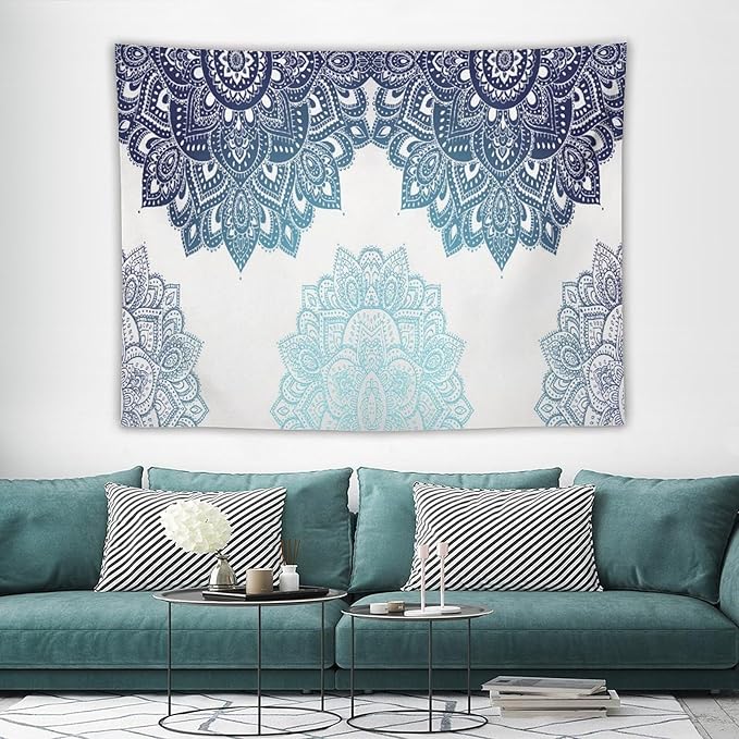 Kurtect Mandala Tapestry,Boho Eastern Geometric Stripe Abstract Design Pattern Print Tapestries for Party Beach Picnic Blankets Tablecloths Living Room Wall Deocr, 60x80 in