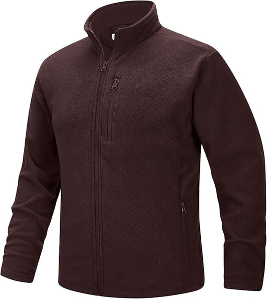 33,000ft Men's Full Zip Fleece Jacket Lightweight Warm Soft Polar Long Sleeve Jackets with Pockets for Winter Hiking Casual