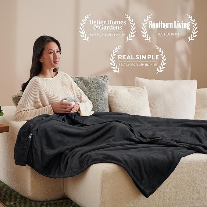 Bare Home Fleece Blanket - Twin/Twin Extra Long - Ultra-Soft Lightweight for Bed, Sofa, and Couch - Luxury Microplush - Cozy Warm Blanket (Twin/Twin XL, Black)