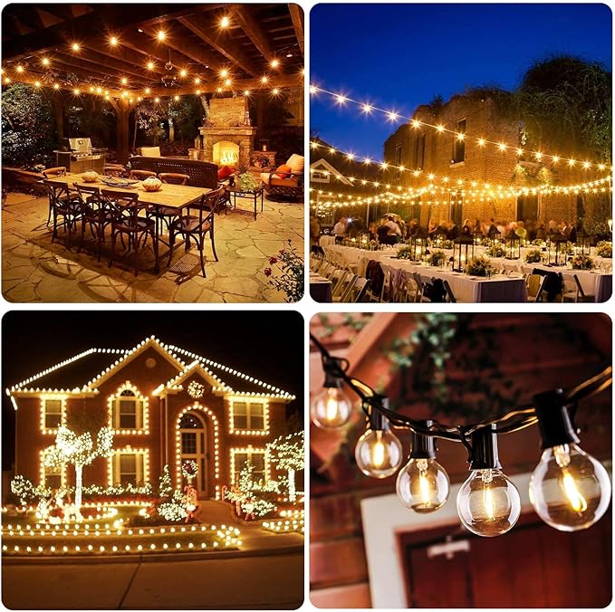 VerRon 100FT LED G40 Globe String Lights, Waterproof Shatterproof Outdoor Patio Lights with 50+2 Dimmable Edison Bulbs, Backyard Hanging Light, Warm White for Bistro Party Wedding Deck Garden