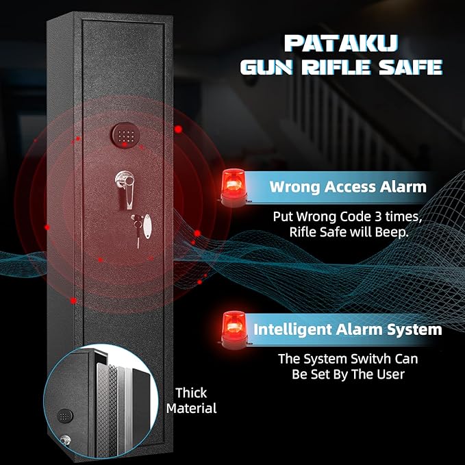 Greenvelly 8-12 Gun Safe for Rifles and Pistols,Quick Access Rifle Gun Safe with Password Lock, Long Gun Cabinet with Shelves and Pockets for Home,Office(No Assembly Required)