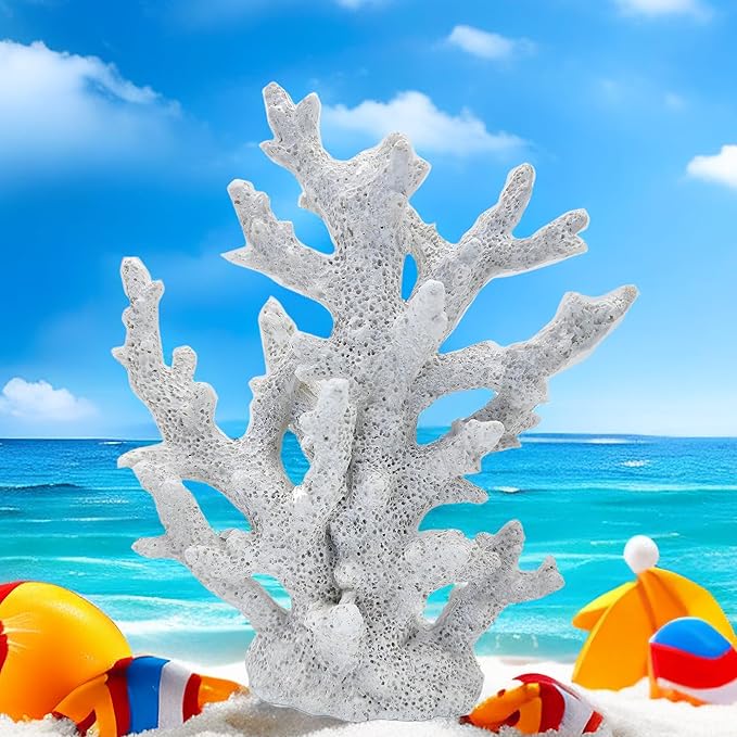 Beach Coastal Decor Coral Reef Home Decor Coral Statue Sculpture Home,Desk,Bathroom,Desktop Shelf Statue,Marine Themed Gifts