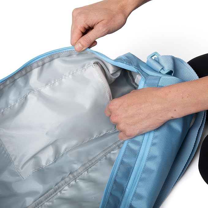 Large Yoga Mat Bag for Men & Women | Premium, Waterproof, Bottle Pocket, Ventilation & Padded Adjustable Strap | Stylish and Sky Blue Yoga Mat Carrying Bag | Great for Gym & Travel Use