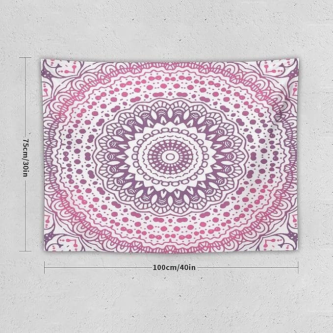 Kurtect Bohemian Tapestry,Colorful Pink Flower Abstract Geometric Pattern Boho Pattern Tapestries for Party Beach Picnic Blankets Tablecloths Living Room Wall Deocr, 30x40 in
