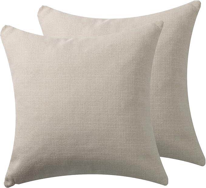 Throw Pillow with Insert 18x18 Inch Set of 2 - Modern Fall Home Decor for Living Room Sofa, Bed - Cute Square Accent Cases - Anthropologie Style Decor (Off White #P1-10)