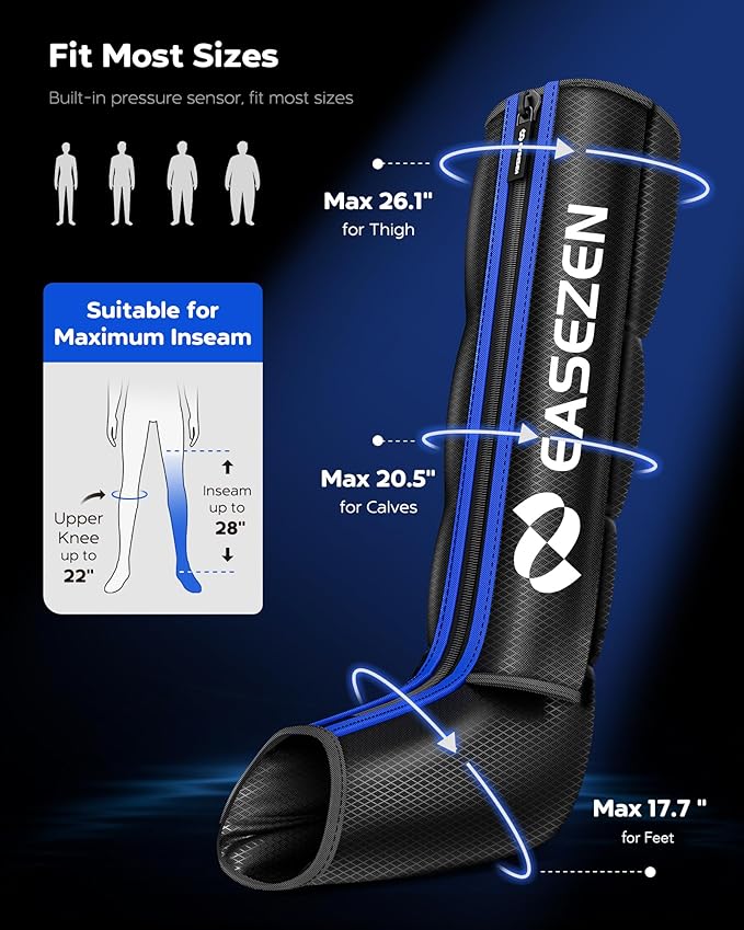 Leg Compression Massager for Circulation and Pain Relief, Leg Recovery Compression System for Fast Recovery of Foot, Calf and Thigh, Relieve Edema, Reduce Muscle Fatigue, Gifts for Women Men