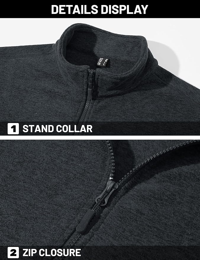 TACVASEN Men's Fleece Jackets Full Zip Lightweight Jacket Casual Soft Warm Coats with Pockets