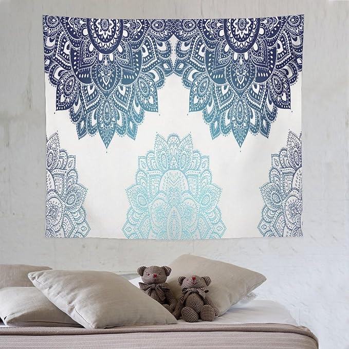 Kurtect Mandala Tapestry,Boho Eastern Geometric Stripe Abstract Design Pattern Print Tapestries for Party Beach Picnic Blankets Tablecloths Living Room Wall Deocr, 50x60 in
