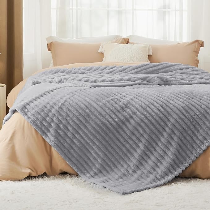 Bedsure GentleSoft King Size Blanket for Bed - Cozy Soft Blankets for Women, Cute Large Fleece Throws for Girls, Light Gray, 108x90 Inches