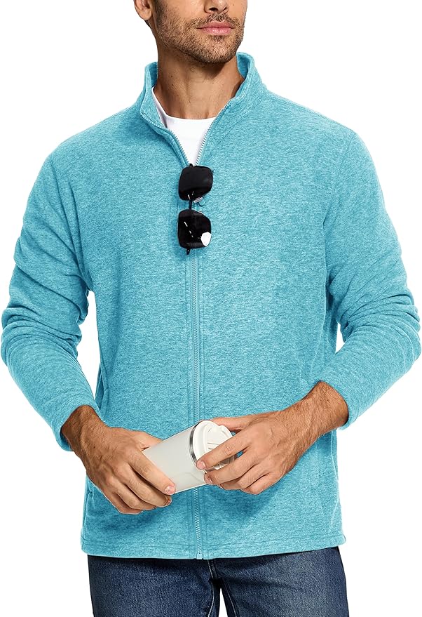 TACVASEN Men's Fleece Jackets Full Zip Lightweight Jacket Casual Soft Warm Coats with Pockets