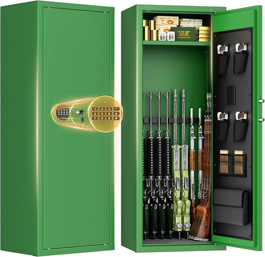 Bonusall 12-15 Green Gun Safe for Rifles,Fireproof Gun Safe for Rifles and Pistols,Rifle Safes for Home with Digital Keypad,Adjustable Shelves & Handgun Pockets