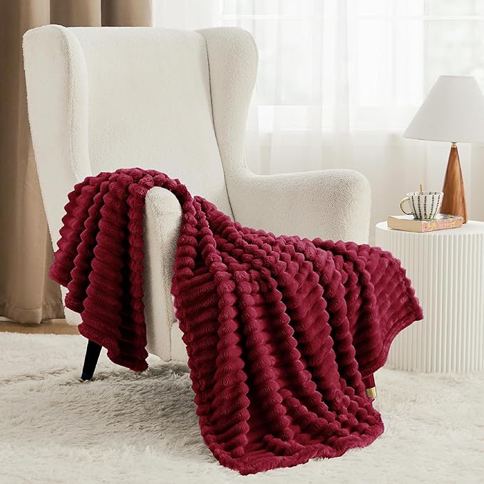 Bedsure GentleSoft Deep Red Fleece Blanket for Couch - Cozy Soft Blankets for Women, Cute Small Throws for Girls, 60x80 Inches