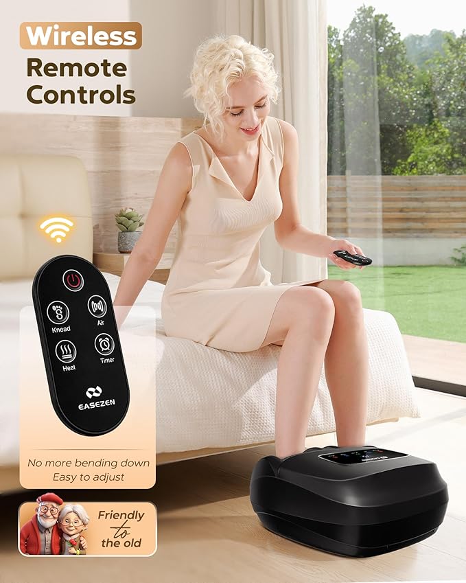 Shiatsu Foot Massager Machine with Heat, 2025 Upgrade Deep Kneading, Full Foot Massager with Remote for Plantar Fasciitis, Neuropathy, Birthday Gifts for Women Mom Men Dad, Up to Foot Size 14