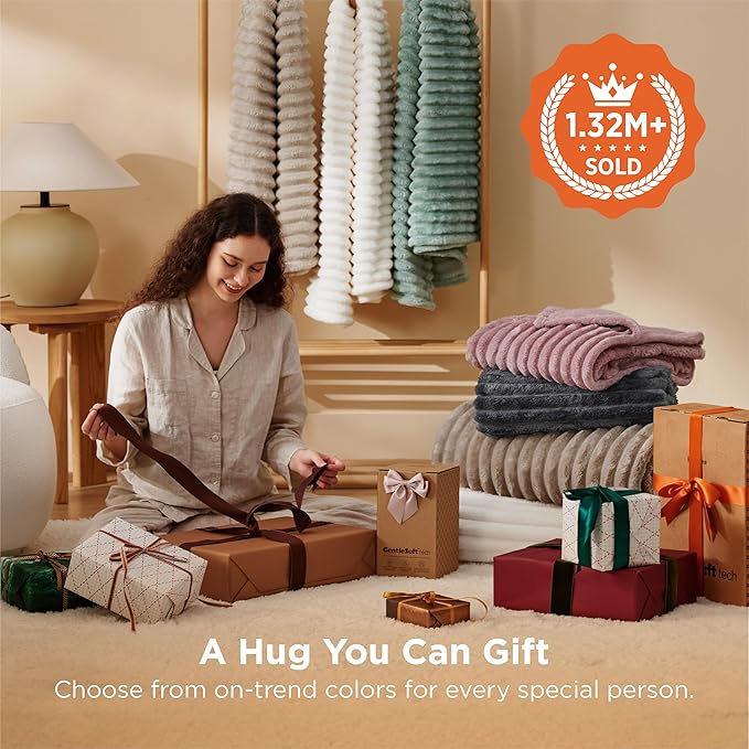 Bedsure GentleSoft Twin Blanket for Bed - Cozy Soft Blankets for Women, Cute Small Fleece Throws for Girls, Graduation Decorations Gift for Her Him School Dorm, Off White, 60x80 Inches