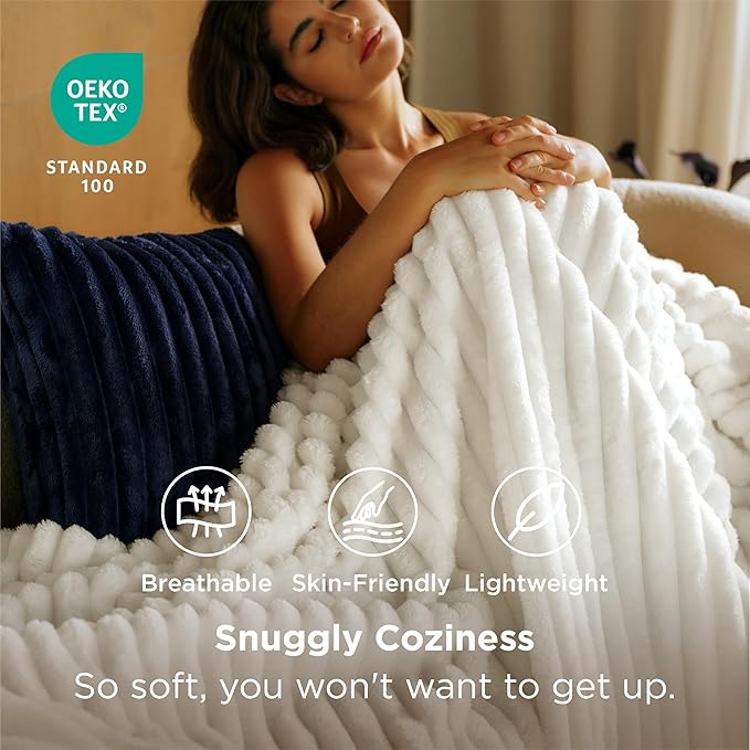 Bedsure GentleSoft Twin Blanket for Bed - Cozy Soft Blankets for Women, Cute Small Fleece Throws for Girls, Graduation Decorations Gift for Her Him School Dorm, Off White, 60x80 Inches