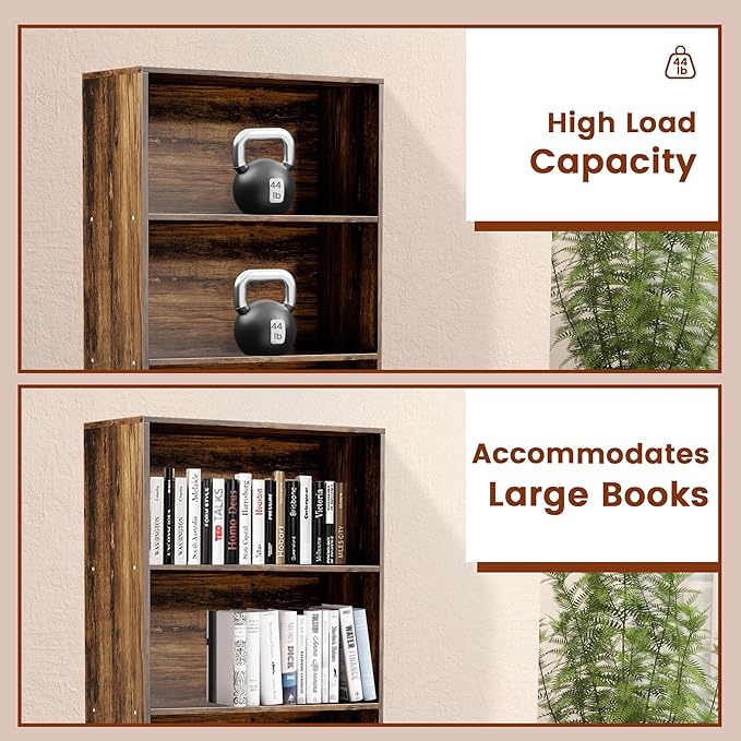 71" Tall Bookcase, 6-Tier Open Display Storage Shelves, Floor Standing Large Book Shelf for Living Room, Home Office, Bed Room, Brown