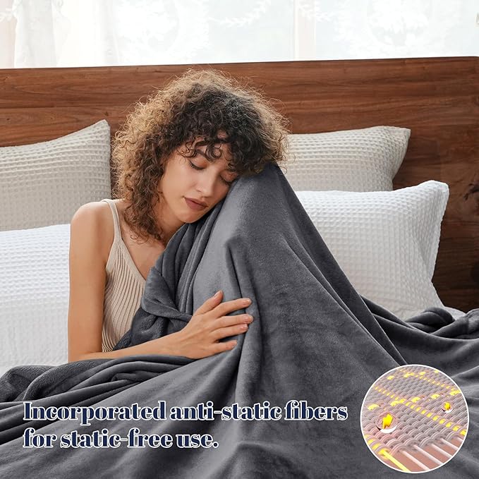 PHF Ultra Soft Fleece Blanket King Size, No Shed No Pilling Luxury Plush Cozy 300GSM Lightweight Blanket for Bed, Couch, Chair, Sofa Suitable for All Season, 108" x 90", Gray