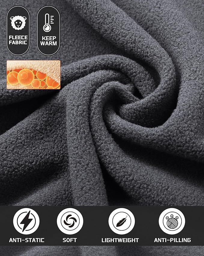 33,000ft Men's Full Zip Fleece Jacket Lightweight Warm Soft Polar Long Sleeve Jackets with Pockets for Winter Hiking Casual