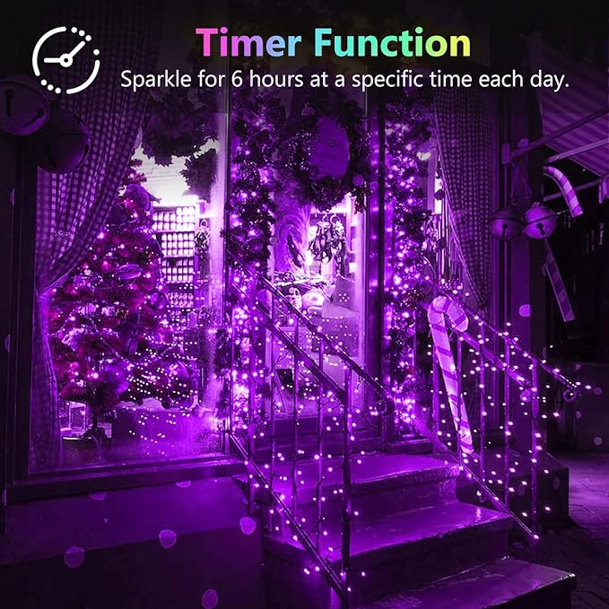 2 Pack 100LED Battery Operated Fairy Lights with Remote, 8 Modes LED String Lights with Timer, Dimmable, Memory Function, Waterproof Twinkle Lights for Outdoor Indoor Christmas Decor(Purple)