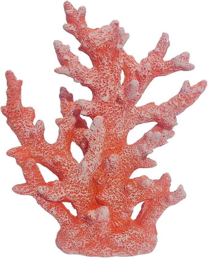 Beach Coastal Decor Coral Reef Home Decor Statue Sculpture Home,Desk,Bathroom,Desktop Shelf Statue,Marine Themed Gifts (Red Orange Coral)