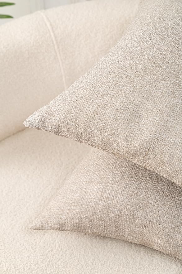 Throw Couch Pillow with Insert 18x18 Inches Set of 2 Square, Cute Modern Home Fall Decor for Living Room Sofa Bed Cushion Accent Case, Anthropologie Style Home Decor (Oatmeal #P2-01)