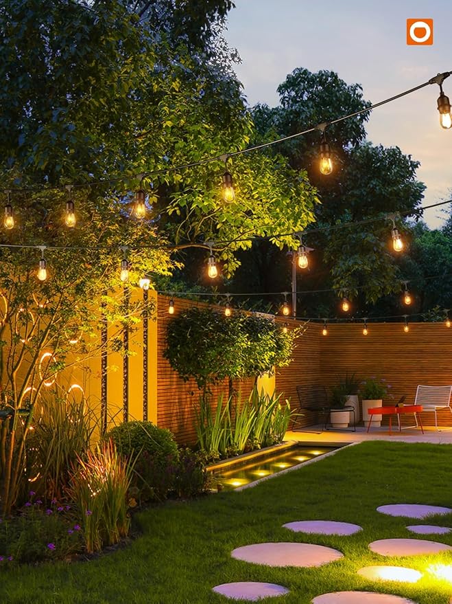 addlon 72FT(36FT*2) Outdoor String Lights Commercial Grade Weatherproof Strand, 30 Edison Vintage Bulbs, 24 Hanging Sockets and 6 Spare Bulbs, ETL Listed Decorative Cafe Patio Lights for Bistro