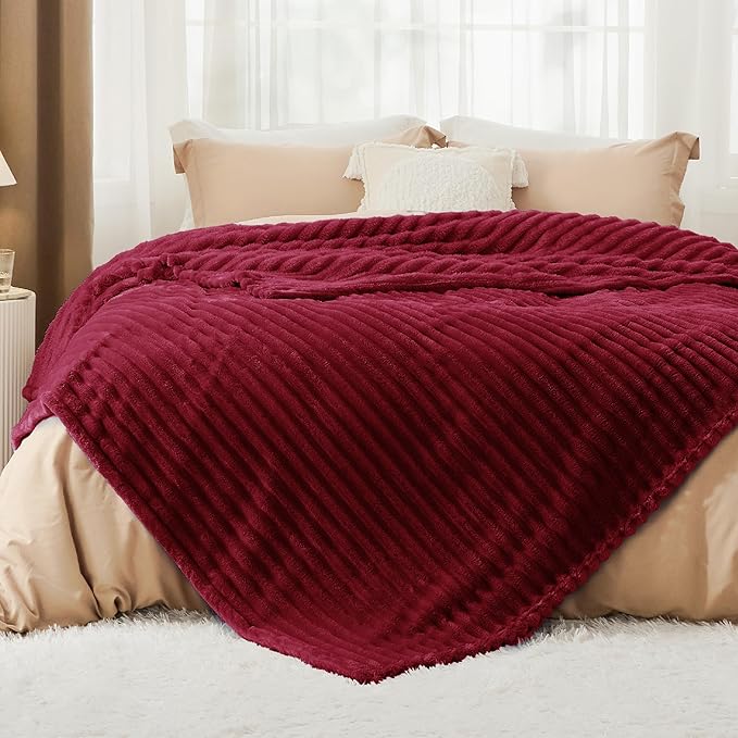 Bedsure GentleSoft Deep Red California King Size Blanket for Bed - Cozy Soft Blankets for Women, Cute Small Fleece Throws for Girls, Birthday Gifts for Women, 102x96 Inches