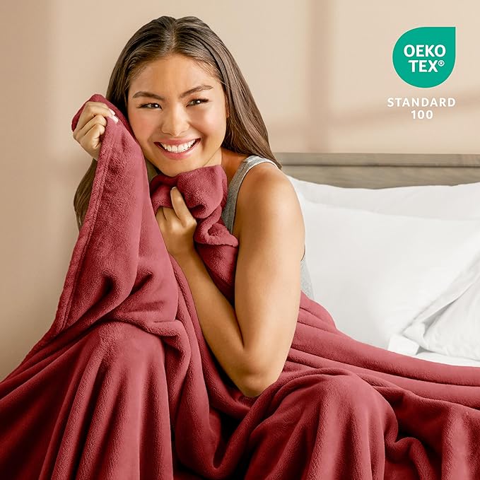 Bare Home Fleece Blanket - Twin/Twin Extra Long - Ultra-Soft Lightweight for Bed, Sofa, and Couch - Luxury Microplush - Cozy Warm Blanket (Twin/Twin XL, Rosewood)
