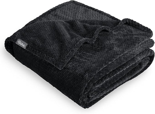 Bare Home Textured Fleece Blanket - King Size - Ultra-Soft Lightweight for Bed, Sofa, and Couch - Luxury Microplush - Cozy Warm Blanket (King, Chevron Black)