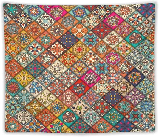 Kurtect Bohemian Tapestry,Vintage Style Colorful Geometric Stripe Abstract Pattern Tapestries for Party Beach Picnic Blankets Tablecloths Living Room Wall Deocr, 50x60 in