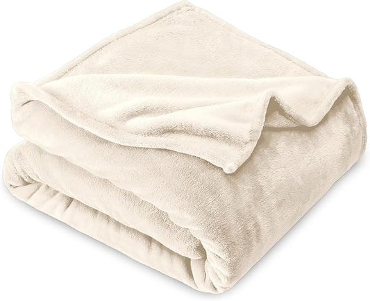 Bare Home Fleece Blanket - Kid Size - Ultra-Soft Lightweight for Bed, Sofa, and Couch - Luxury Microplush - Cozy Warm Blanket (Kid, Vanilla)