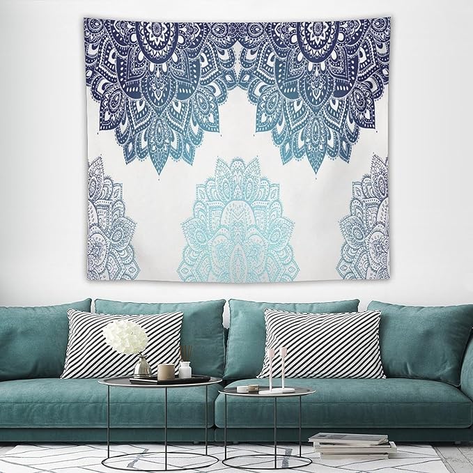 Kurtect Mandala Tapestry,Boho Eastern Geometric Stripe Abstract Design Pattern Print Tapestries for Party Beach Picnic Blankets Tablecloths Living Room Wall Deocr, 50x60 in