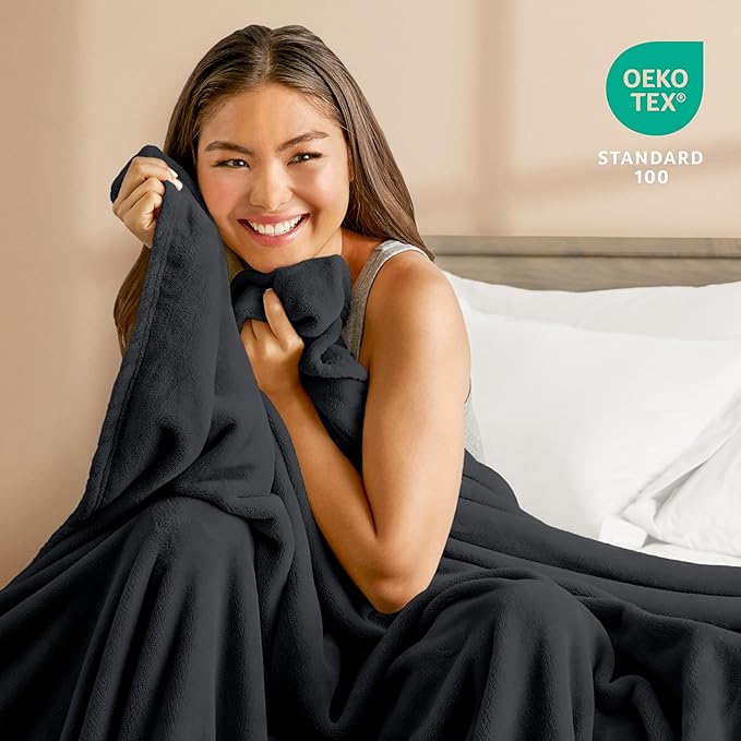 Bare Home Fleece Blanket - King Size - Ultra-Soft Lightweight for Bed, Sofa, and Couch - Luxury Microplush - Cozy Warm Blanket (King, Black)