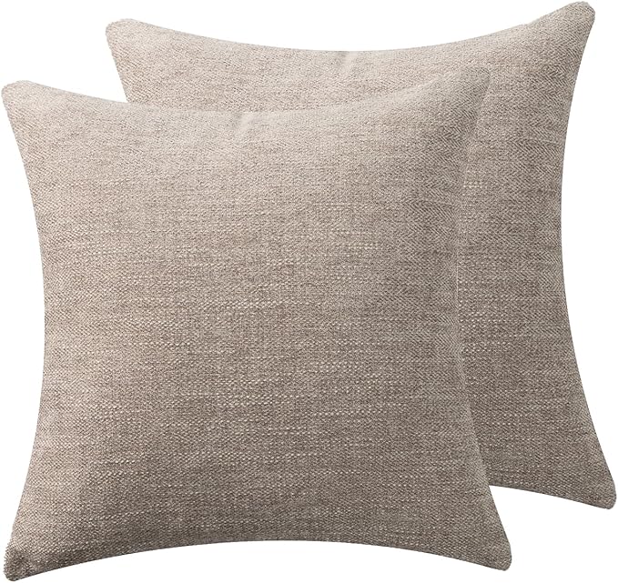 Throw Pillow with Insert 18x18 Inch Set of 2 - Modern Fall Home Decor for Living Room Sofa, Bed - Cute Square Accent Cases - Anthropologie Style Decor (Linen Color #P1-04)