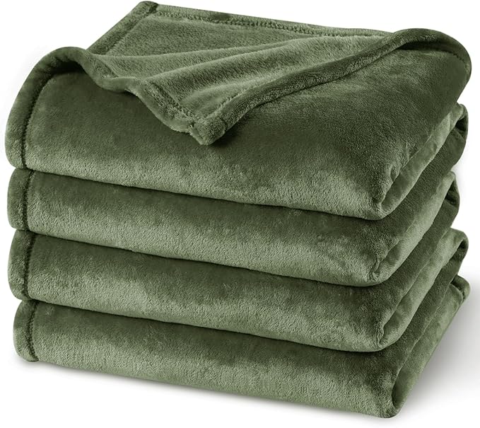 PHF Ultra Soft Fleece Blanket King Size, No Shed No Pilling Luxury Plush Cozy 300GSM Lightweight Blanket for Bed, Couch, Chair, Sofa Suitable for All Season, 108" x 90", Olive Green